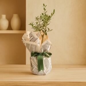 Pink Newspaper Bouquet Potted Olive Tree Bonsai