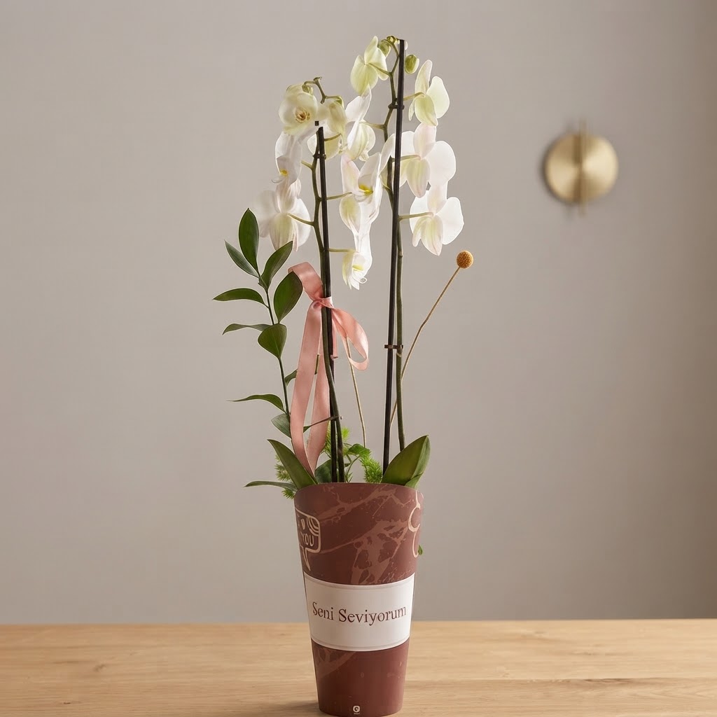 I Love You Potted Double Stem White Orchid I Love You Potted Double Stem White Orchid